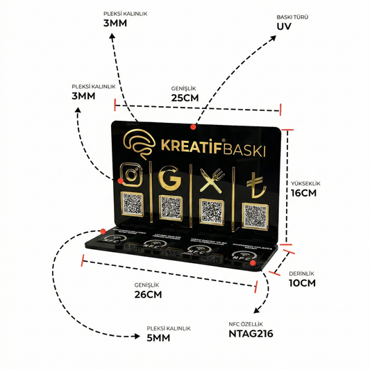 Pleksi Stand (4 QR + 4 NFC)