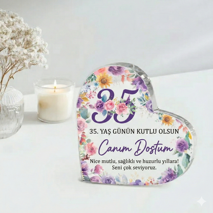 3D Akrilik Kalp Blok