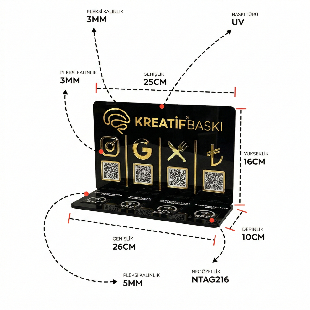 Pleksi Stand (4 QR + 4 NFC)